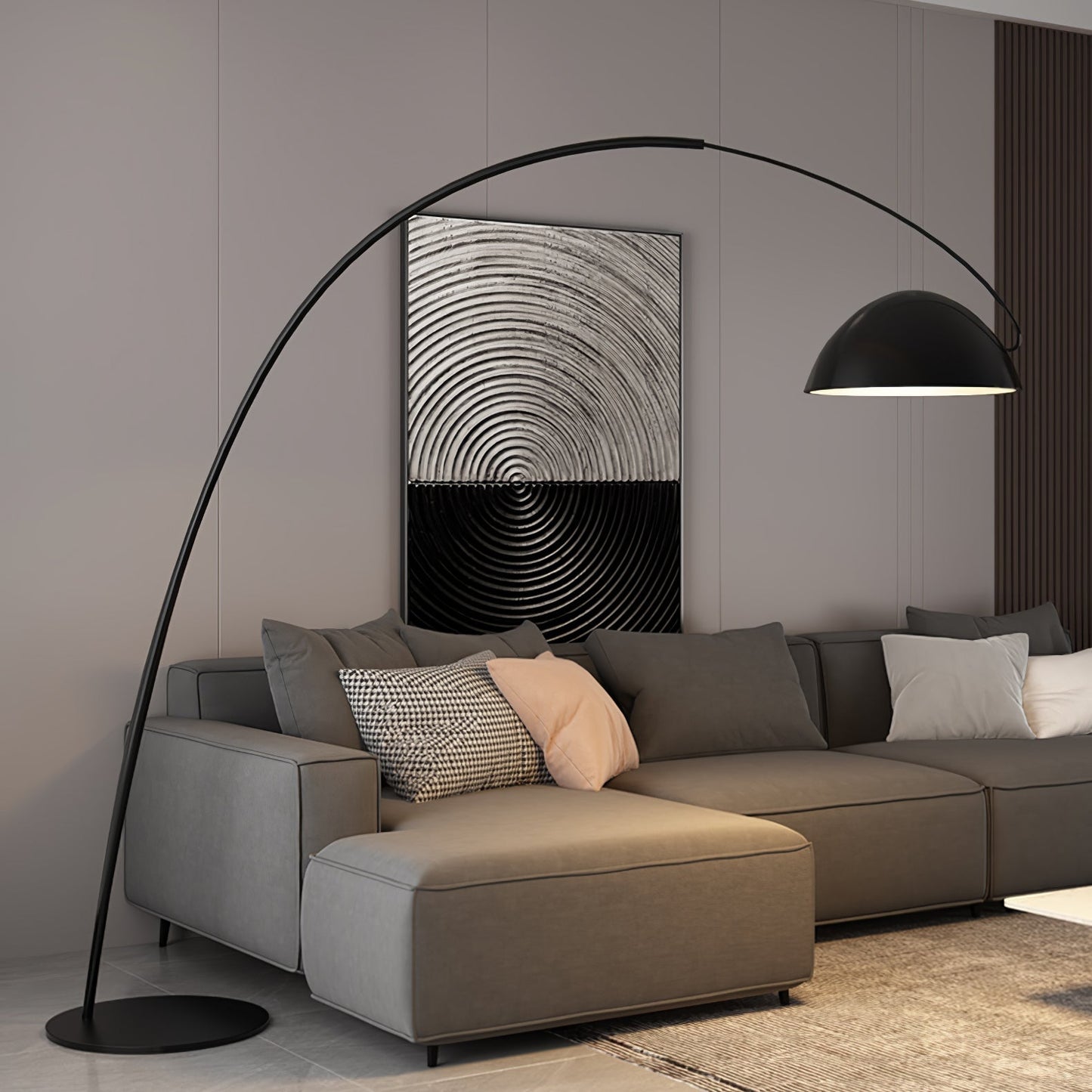 Lampadaire Verse Arc - Design Scandinave Élégant avec Bras Réglable et Éclairage LED