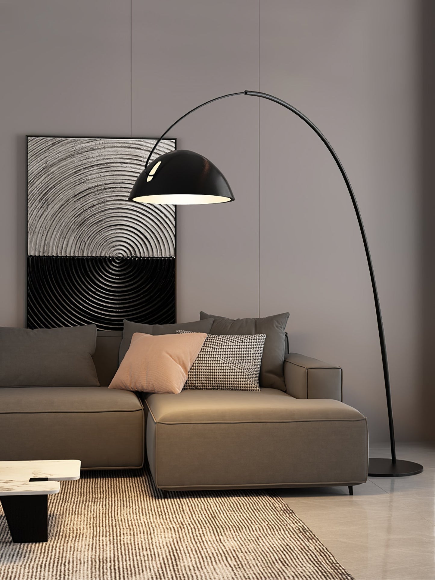 Lampadaire Verse Arc - Design Scandinave Élégant avec Bras Réglable et Éclairage LED