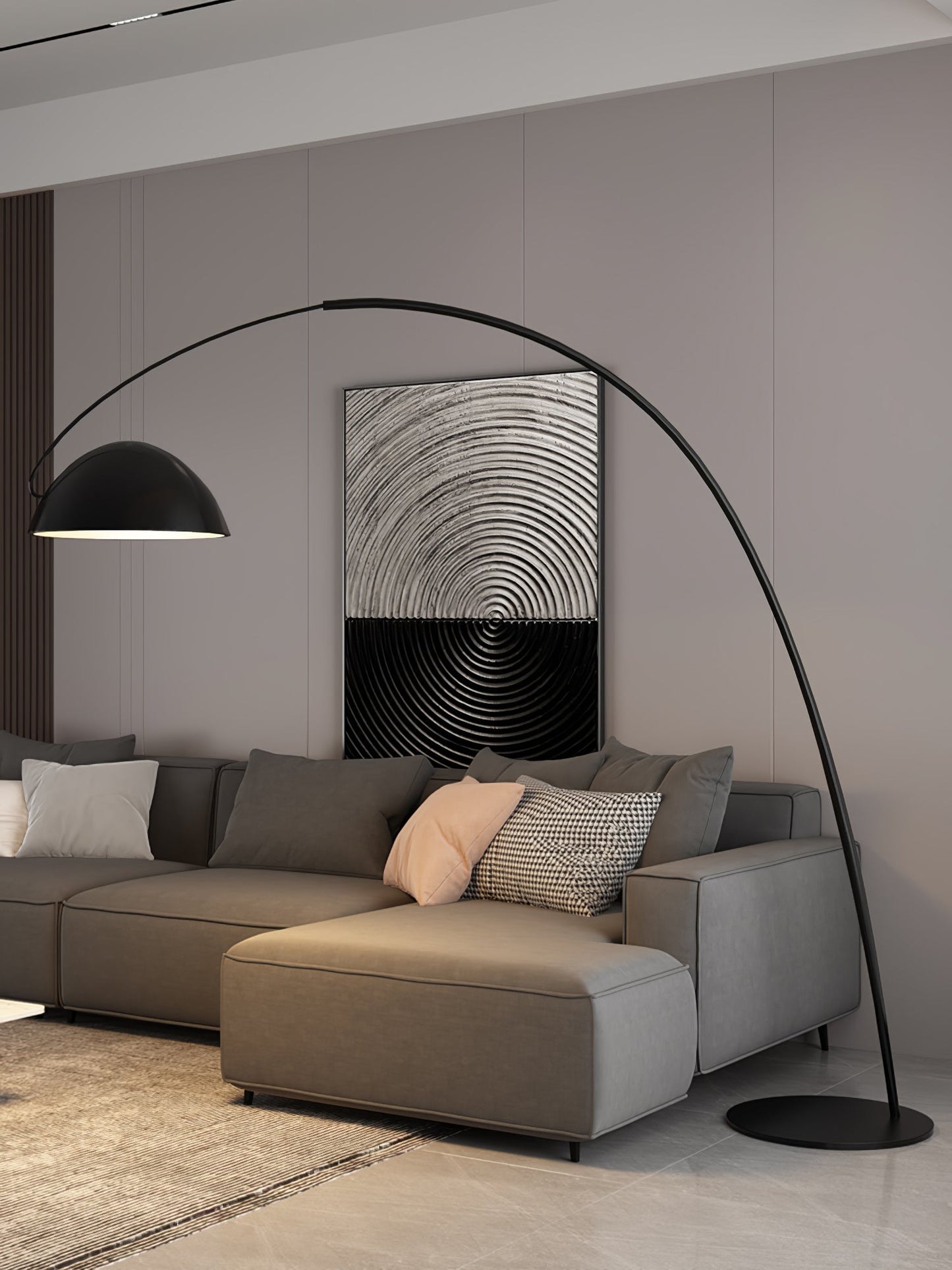 Lampadaire Verse Arc - Design Scandinave Élégant avec Bras Réglable et Éclairage LED