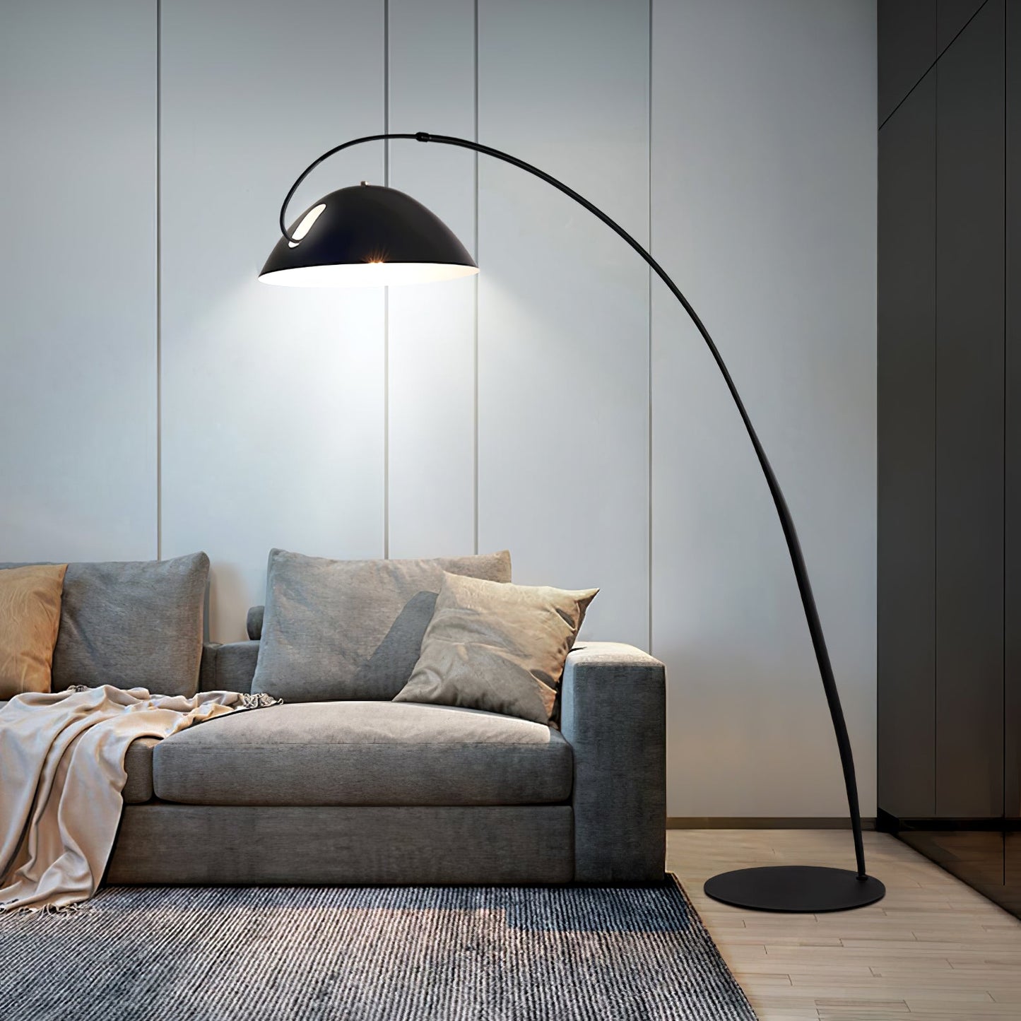 Lampadaire Verse Arc - Design Scandinave Élégant avec Bras Réglable et Éclairage LED