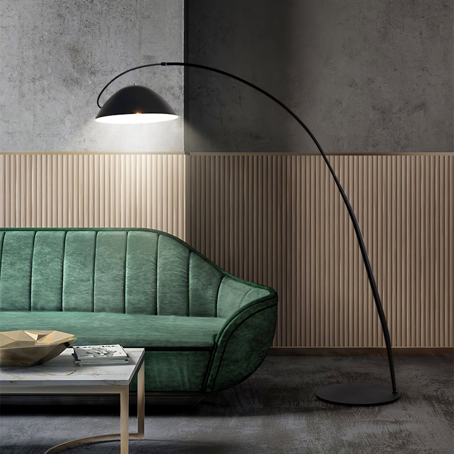 Lampadaire Verse Arc - Design Scandinave Élégant avec Bras Réglable et Éclairage LED