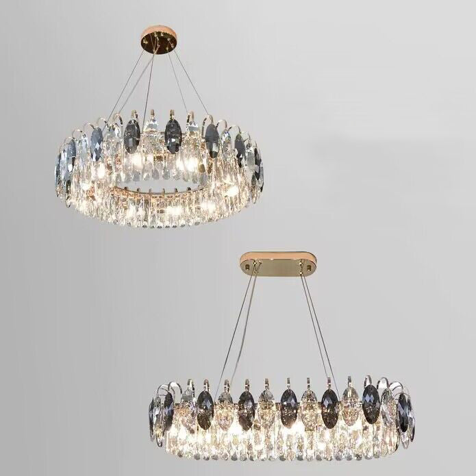 Chandelier Cristal K9 - Luminaire Élégant en Métal Rose Gold, LED Dimmable, Plusieurs Tailles
