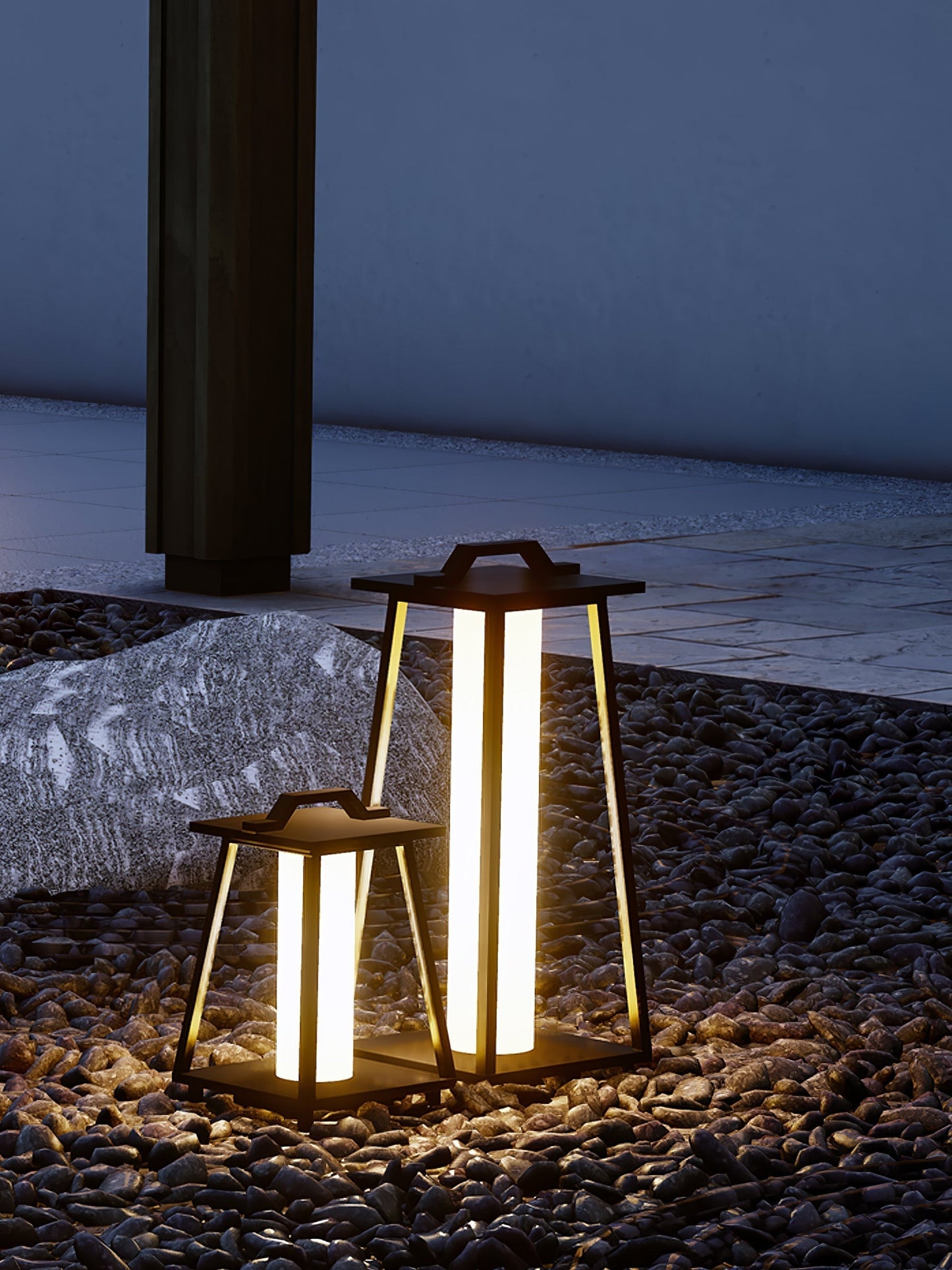 Lampe Extérieure Portable Roam en Acier Inoxydable avec Éclairage LED - Design Élégant et Pratique
