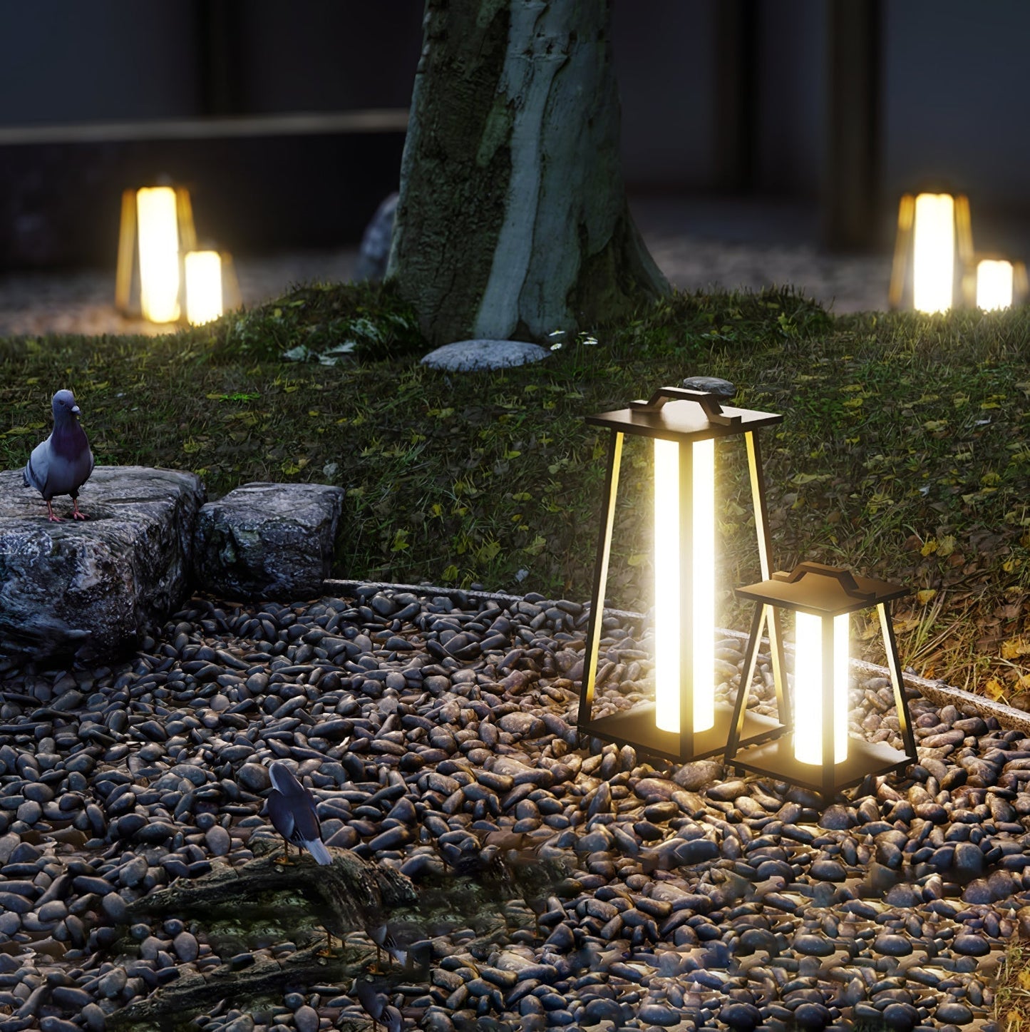 Lampe Extérieure Portable Roam en Acier Inoxydable avec Éclairage LED - Design Élégant et Pratique