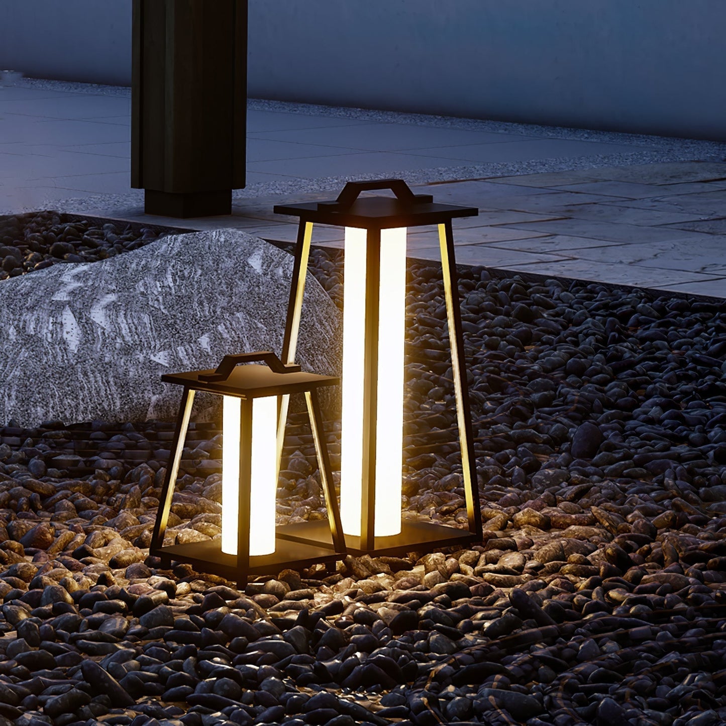 Lampe Extérieure Portable Roam en Acier Inoxydable avec Éclairage LED - Design Élégant et Pratique