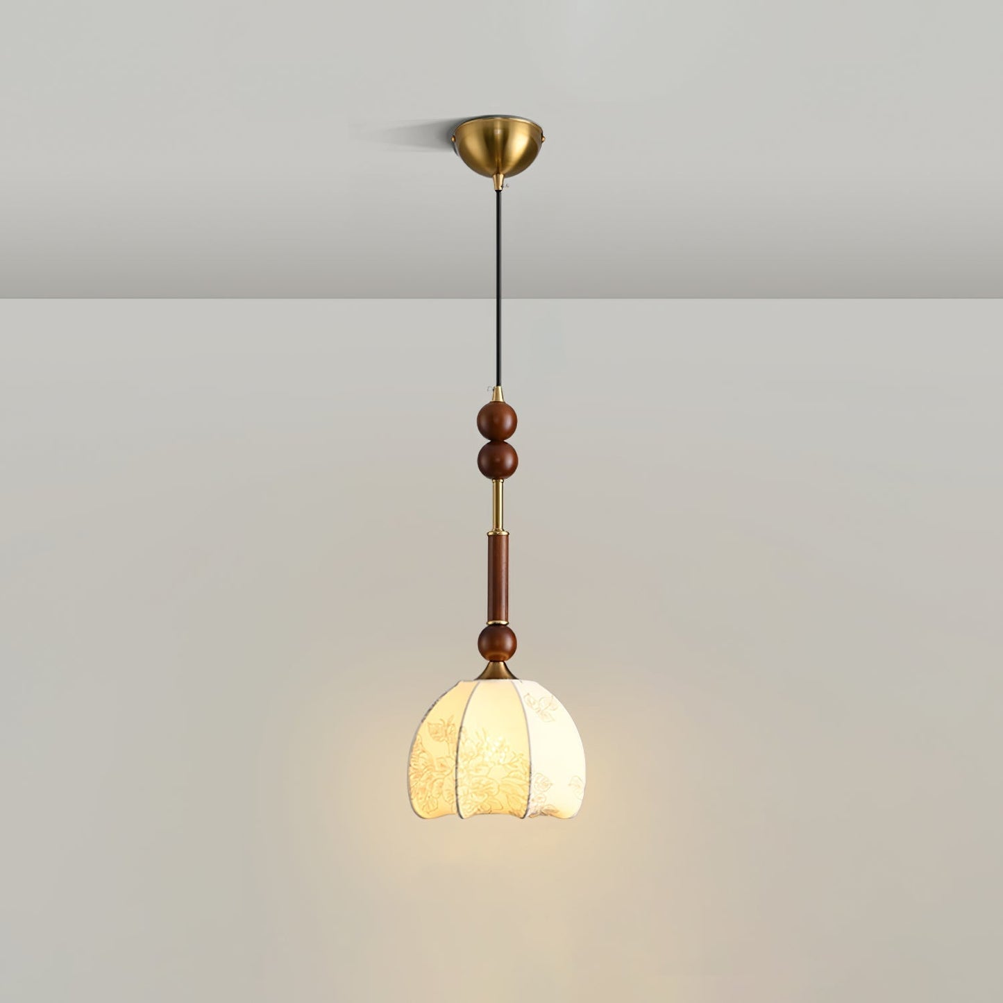 Suspension Roma - Design Romain Élégant en Bois, Métal et Verre - Éclairage Vintage avec Ampoules LED