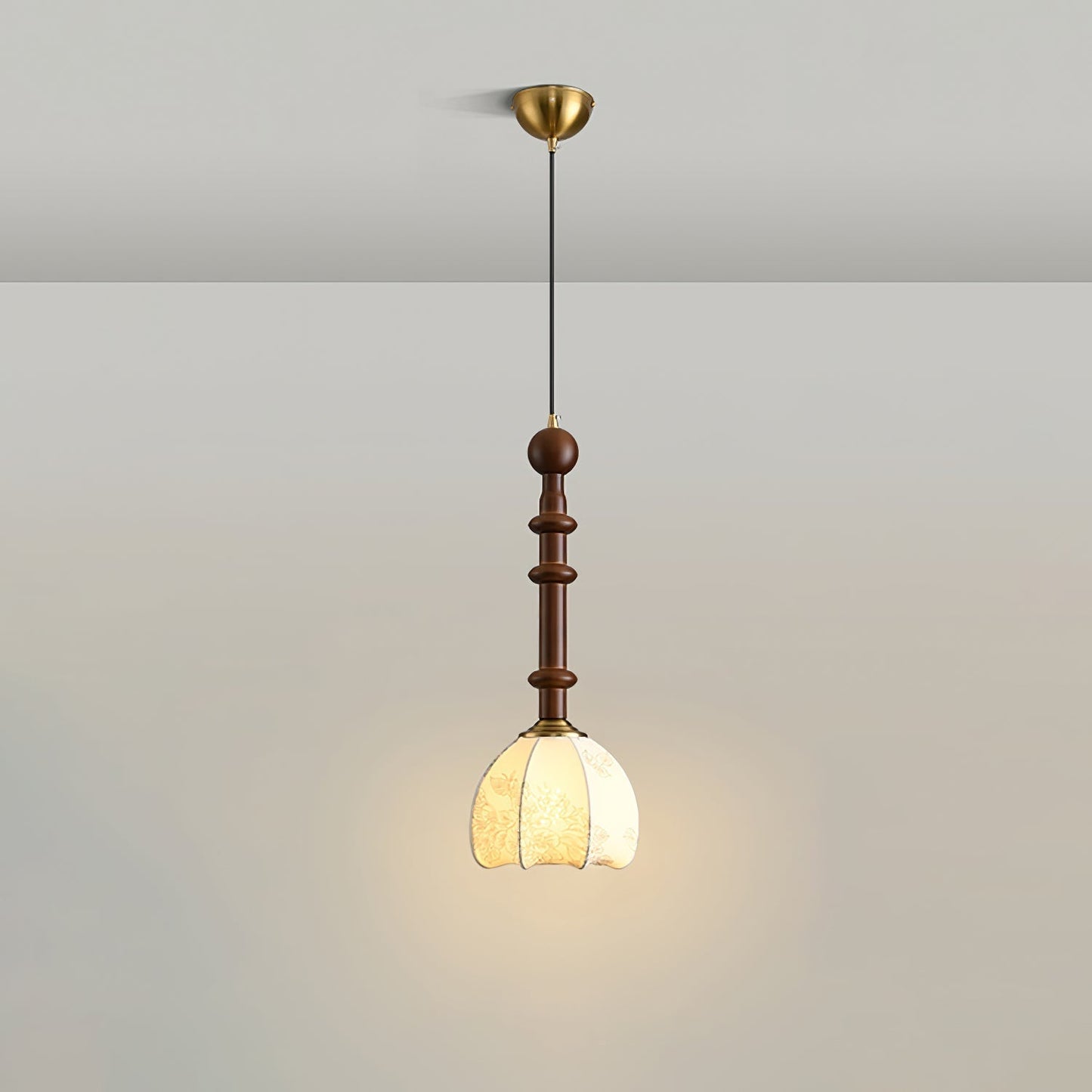 Suspension Roma - Design Romain Élégant en Bois, Métal et Verre - Éclairage Vintage avec Ampoules LED