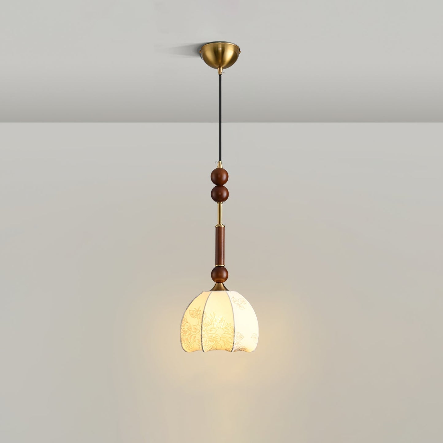 Suspension Roma - Design Romain Élégant en Bois, Métal et Verre - Éclairage Vintage avec Ampoules LED