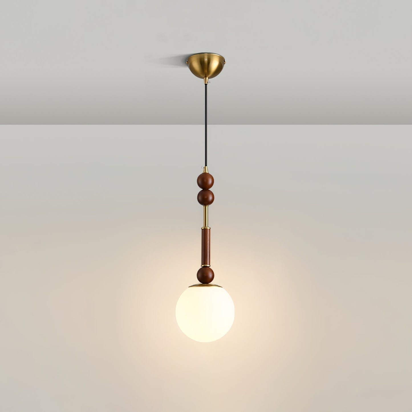 Suspension Roma - Design Romain Élégant en Bois, Métal et Verre - Éclairage Vintage avec Ampoules LED