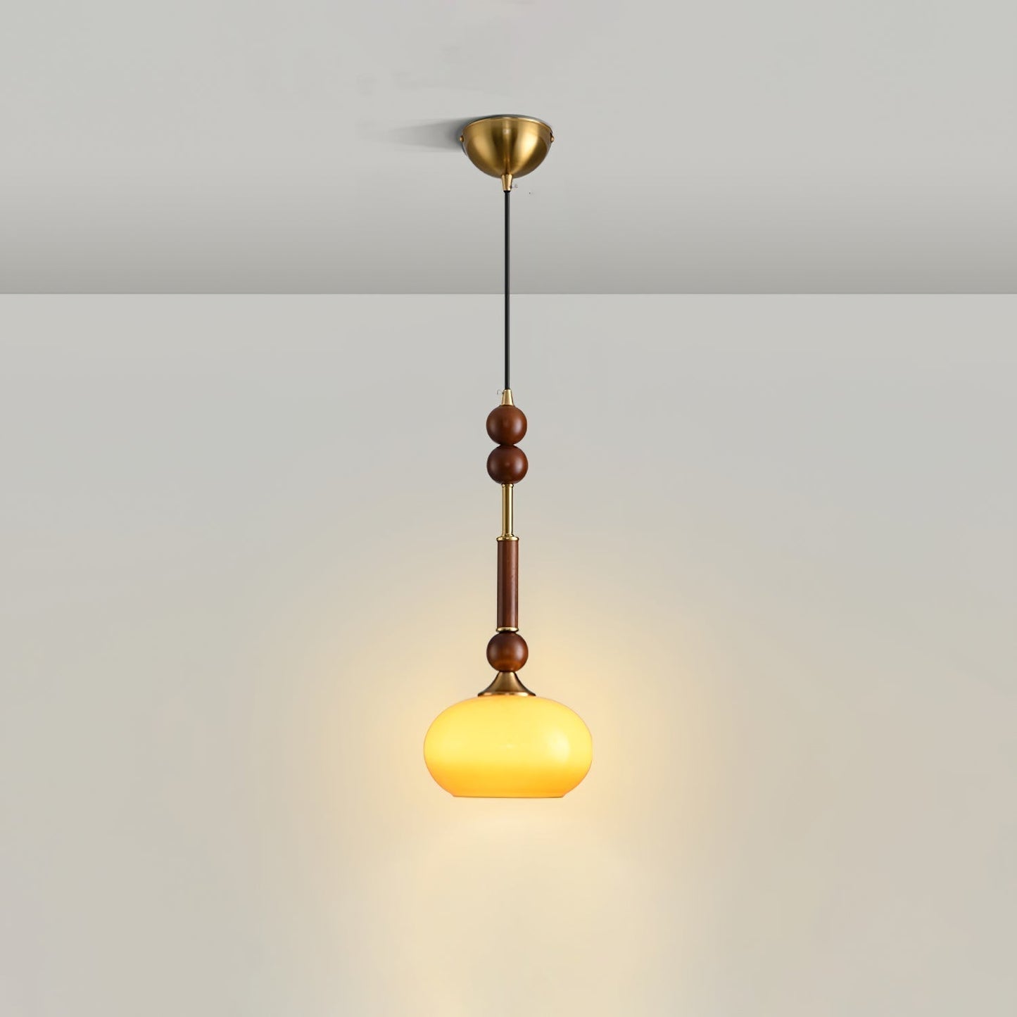 Suspension Roma - Design Romain Élégant en Bois, Métal et Verre - Éclairage Vintage avec Ampoules LED