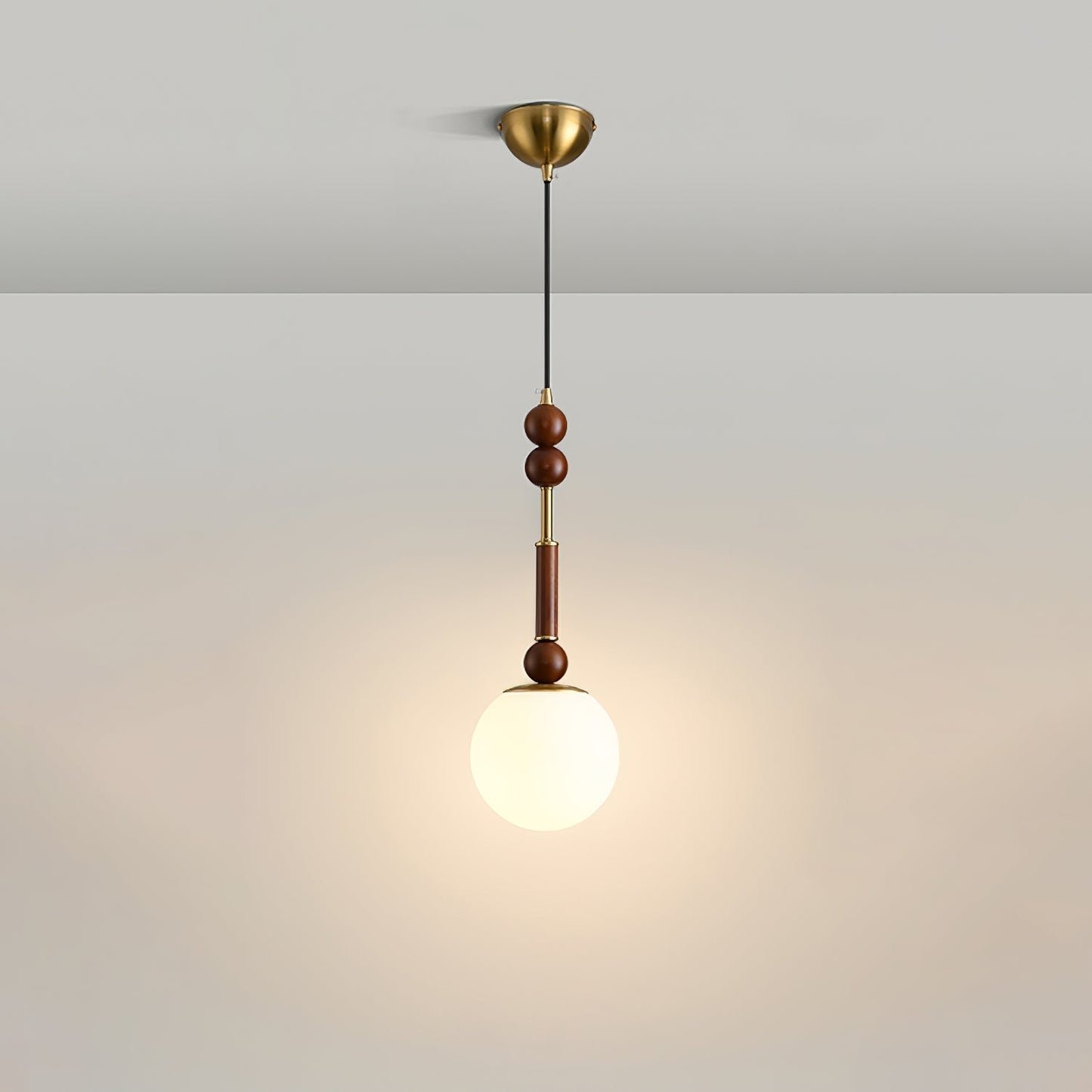 Suspension Roma - Design Romain Élégant en Bois, Métal et Verre - Éclairage Vintage avec Ampoules LED