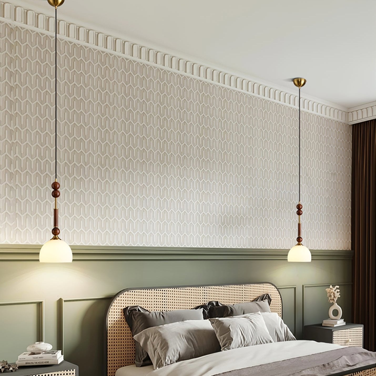 Suspension Roma - Design Romain Élégant en Bois, Métal et Verre - Éclairage Vintage avec Ampoules LED