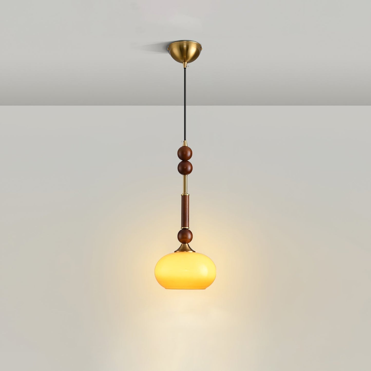 Suspension Roma - Design Romain Élégant en Bois, Métal et Verre - Éclairage Vintage avec Ampoules LED