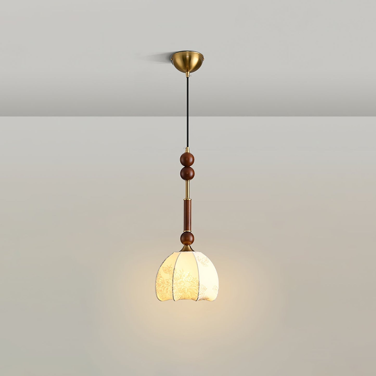 Suspension Roma - Design Romain Élégant en Bois, Métal et Verre - Éclairage Vintage avec Ampoules LED