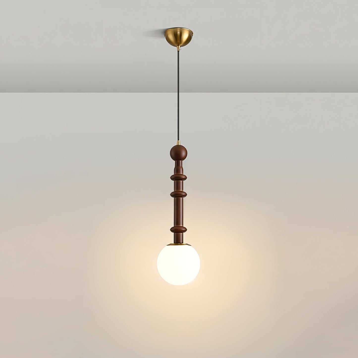 Suspension Roma - Design Romain Élégant en Bois, Métal et Verre - Éclairage Vintage avec Ampoules LED
