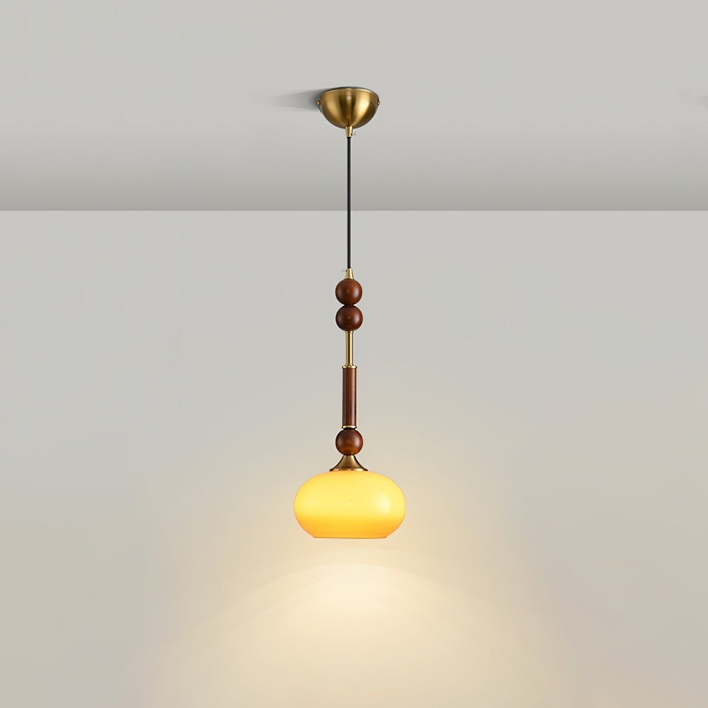 Suspension Roma - Design Romain Élégant en Bois, Métal et Verre - Éclairage Vintage avec Ampoules LED