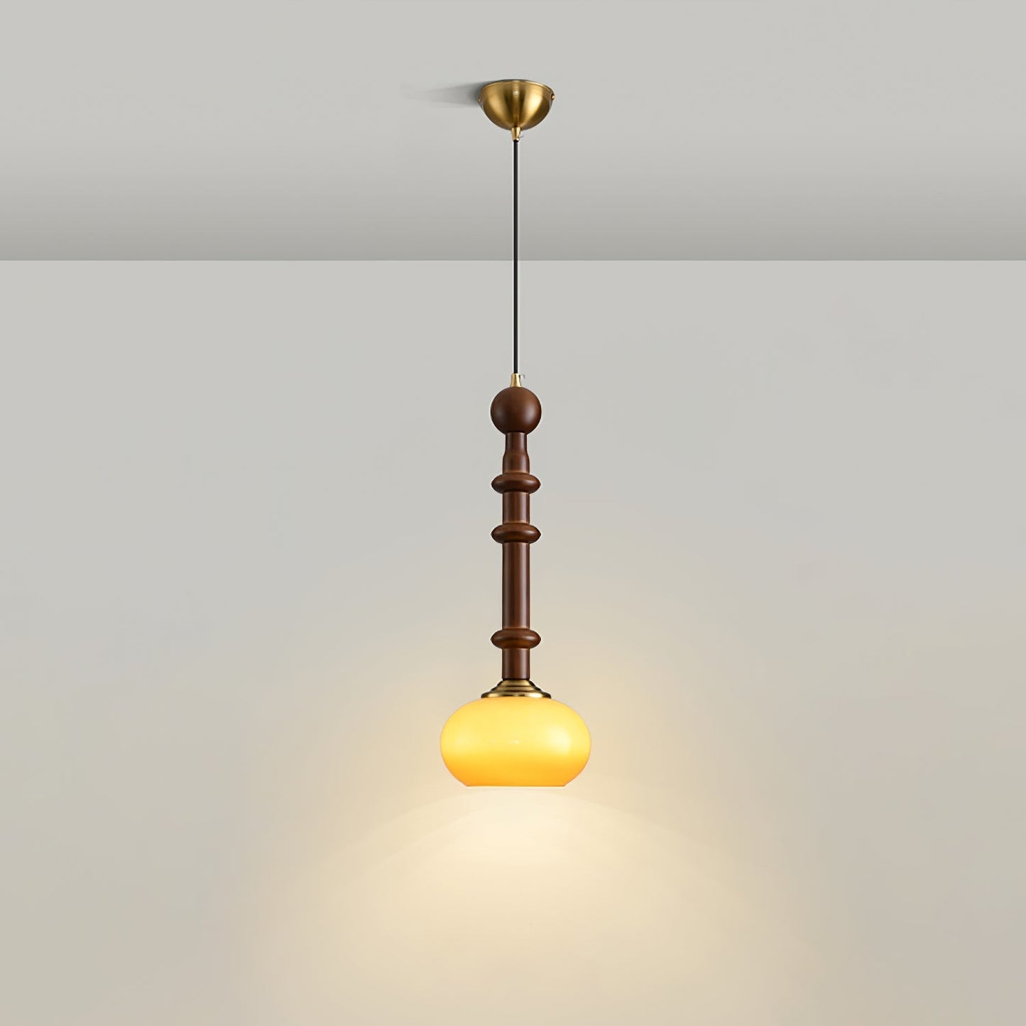 Suspension Roma - Design Romain Élégant en Bois, Métal et Verre - Éclairage Vintage avec Ampoules LED