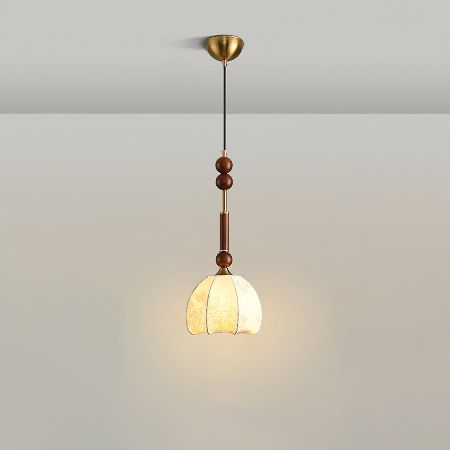 Suspension Roma - Design Romain Élégant en Bois, Métal et Verre - Éclairage Vintage avec Ampoules LED