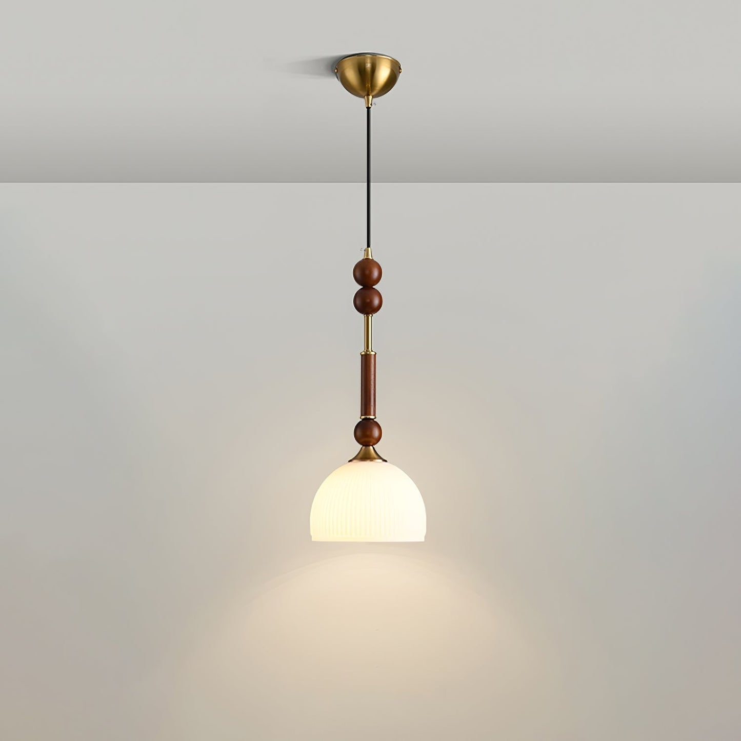 Suspension Roma - Design Romain Élégant en Bois, Métal et Verre - Éclairage Vintage avec Ampoules LED