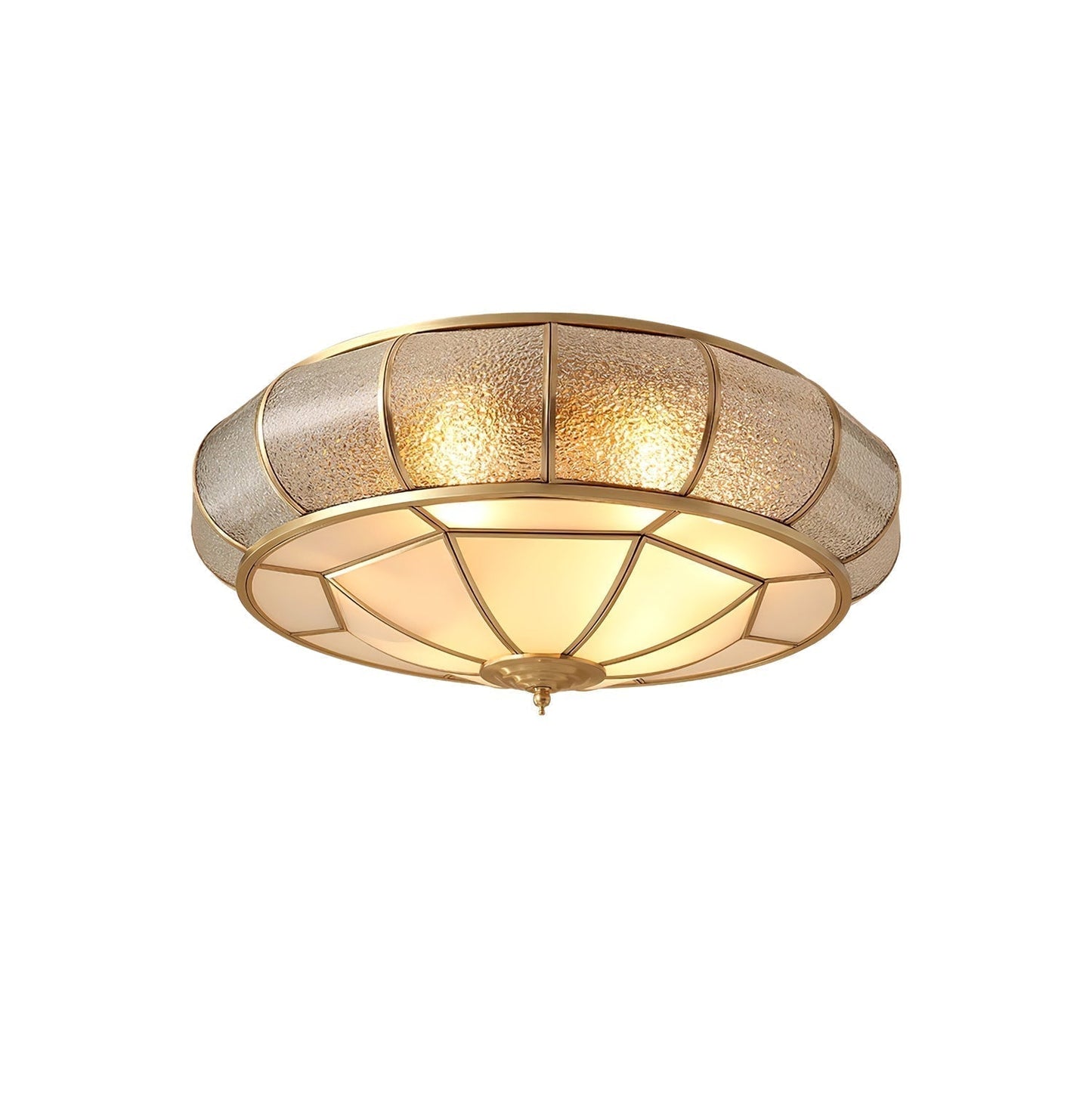 Plafonnier Rond en Verre Texturé LED - Élégant et Moderne pour Chambre et Salon
