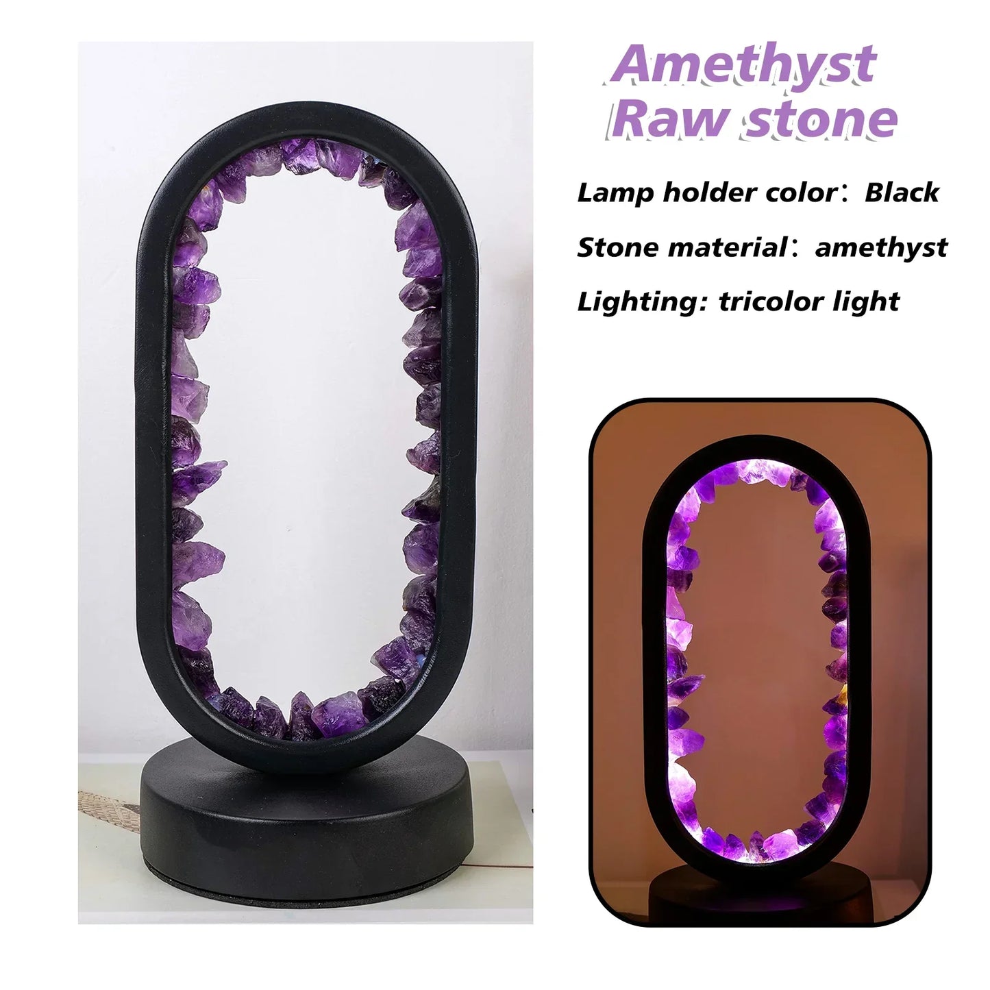AuraStone | Lampe de calme en améthystes naturelles apaisantes