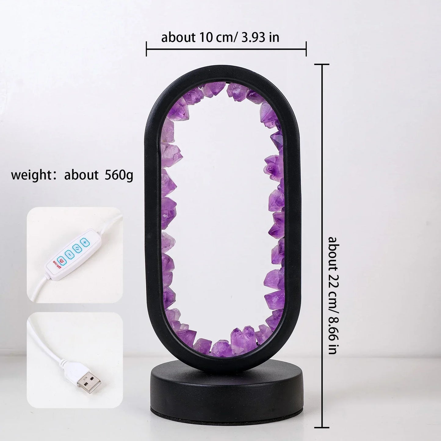 AuraStone | Lampe de calme en améthystes naturelles apaisantes