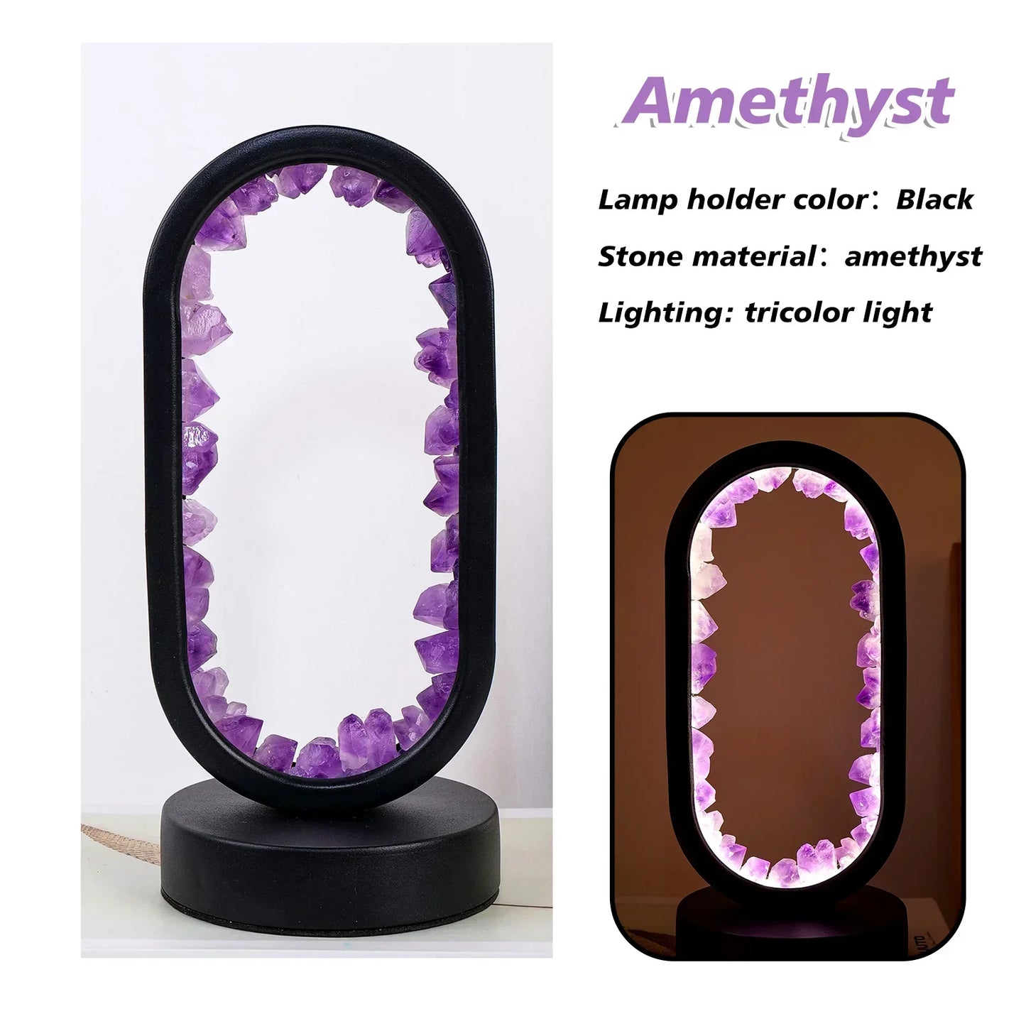 AuraStone | Lampe de calme en améthystes naturelles apaisantes