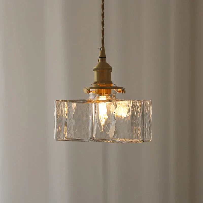 Lampe Pendante Retro Moderne en Verre avec Cordon Doré - Éclairage LED Élégant