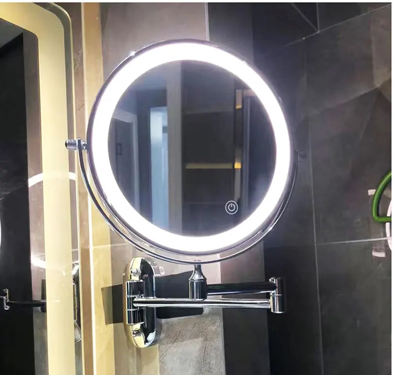 Miroir de Maquillage LED Rechargeable - Agrandisseur avec Éclairage Tactile