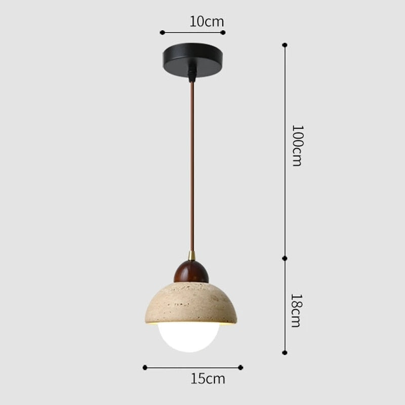 Suspension en Marbre Naturel – Lampe LED Élégante en Bois et Marbre
