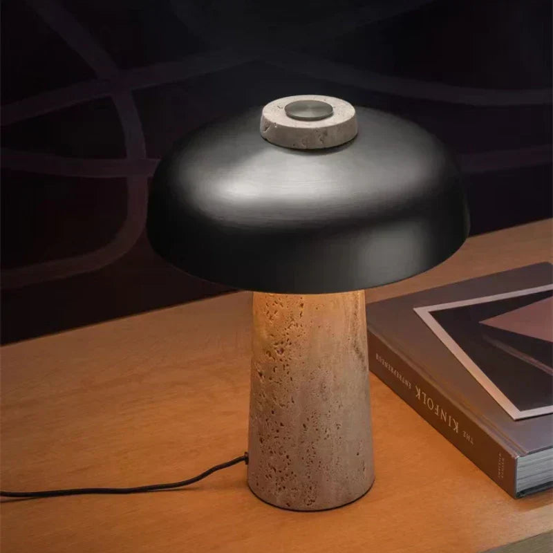 Lampe de Table Natural Travertine – Élégance Naturelle en Pierre, Design Wabi Sabi