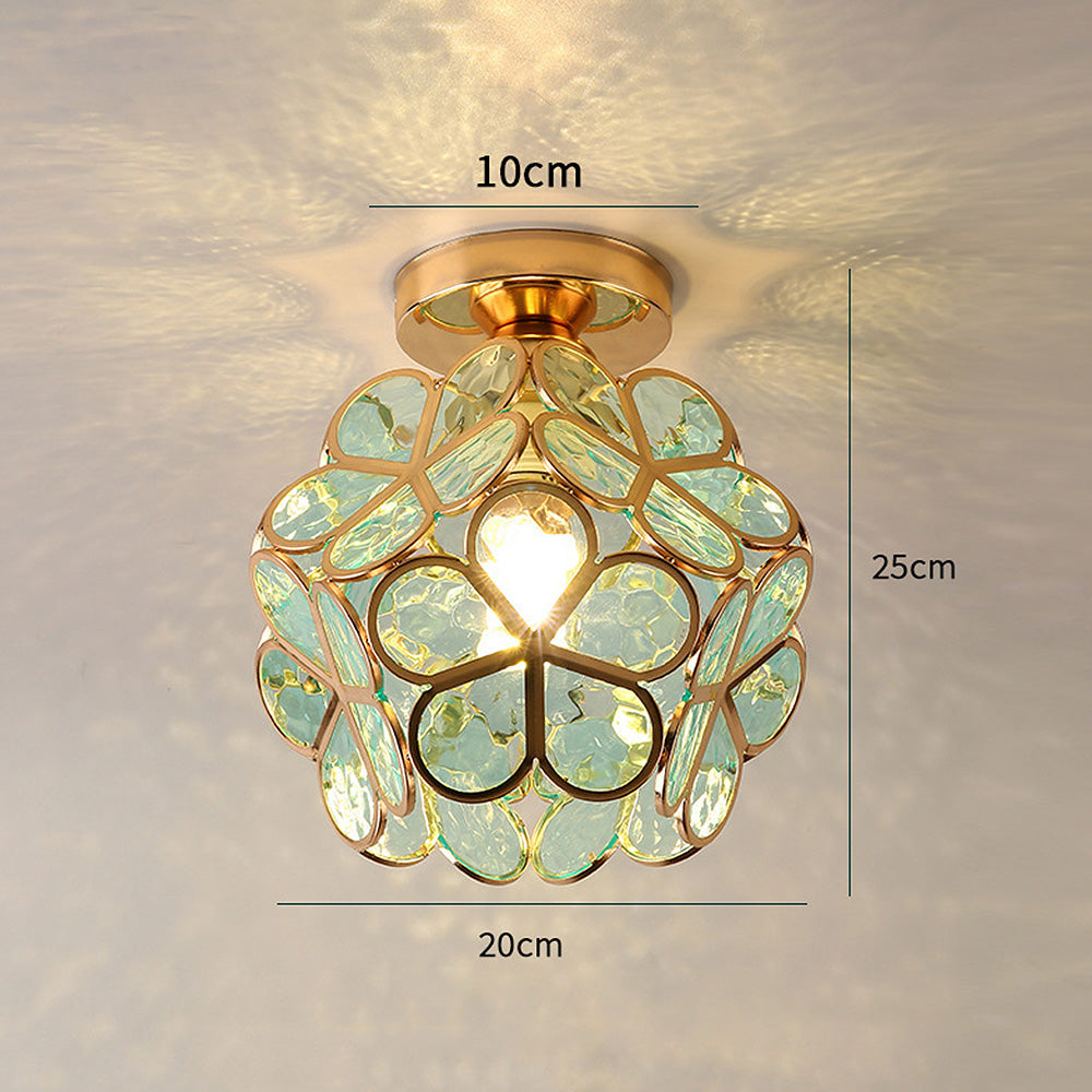 Éclairage de Plafond en Verre Style Fleurs - Lampe Élégante pour Entrée