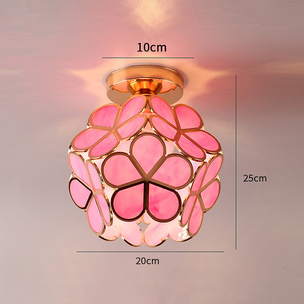 Éclairage de Plafond en Verre Style Fleurs - Lampe Élégante pour Entrée