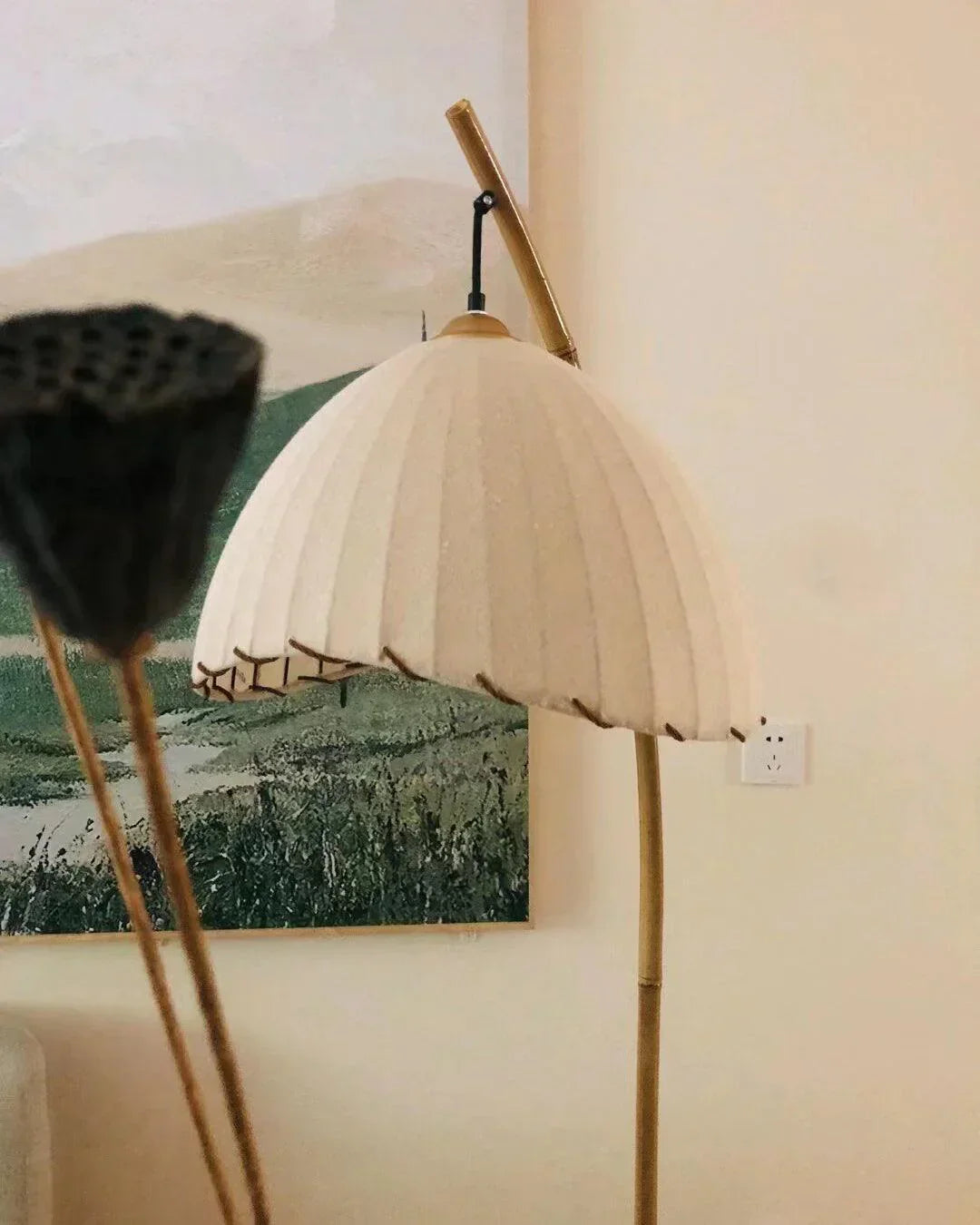 Lampe Sur Pied Japonaise en Bambou - Design Zen Minimaliste avec Douille E27