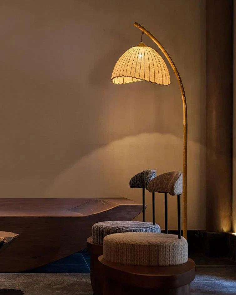 Lampe Sur Pied Japonaise en Bambou - Design Zen Minimaliste avec Douille E27