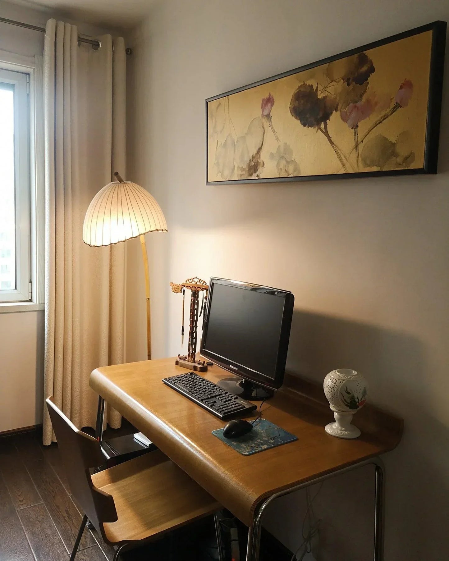 Lampe Sur Pied Japonaise en Bambou - Design Zen Minimaliste avec Douille E27
