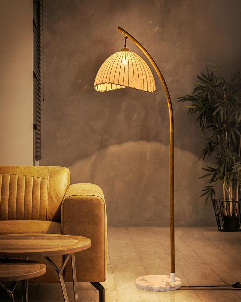 Lampe Sur Pied Japonaise en Bambou - Design Zen Minimaliste avec Douille E27