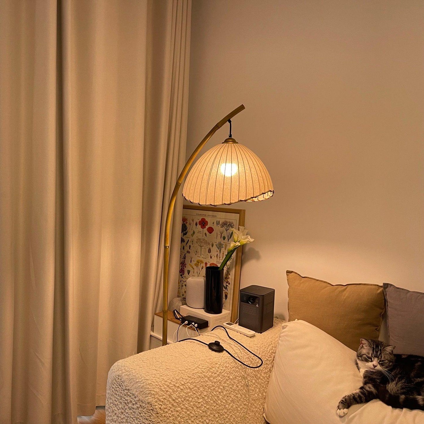 Lampe Sur Pied Japonaise en Bambou - Design Zen Minimaliste avec Douille E27