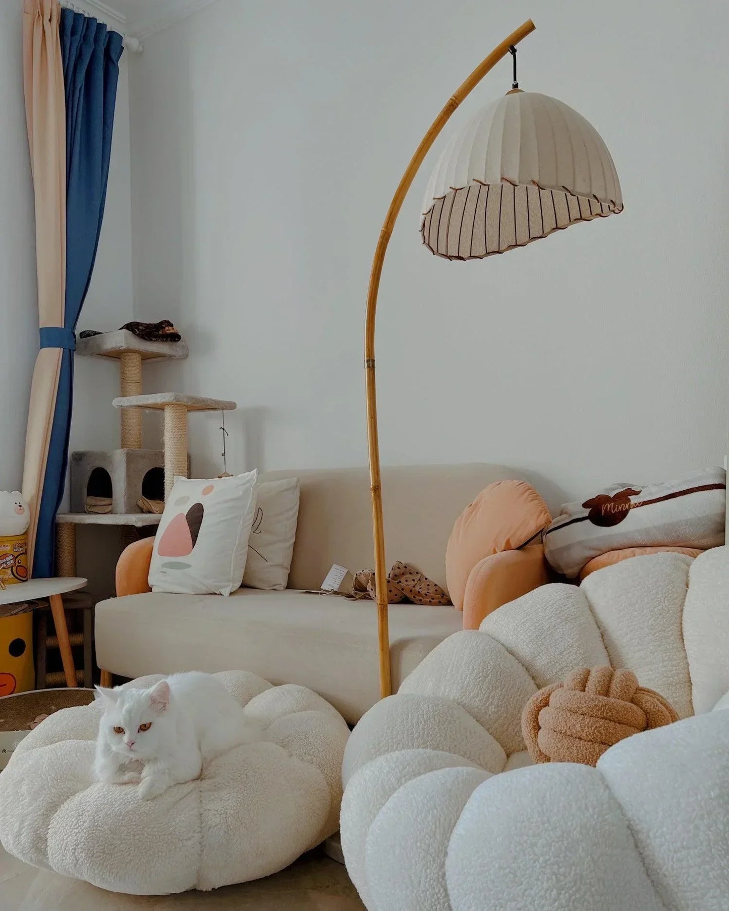 Lampe Sur Pied Japonaise en Bambou - Design Zen Minimaliste avec Douille E27