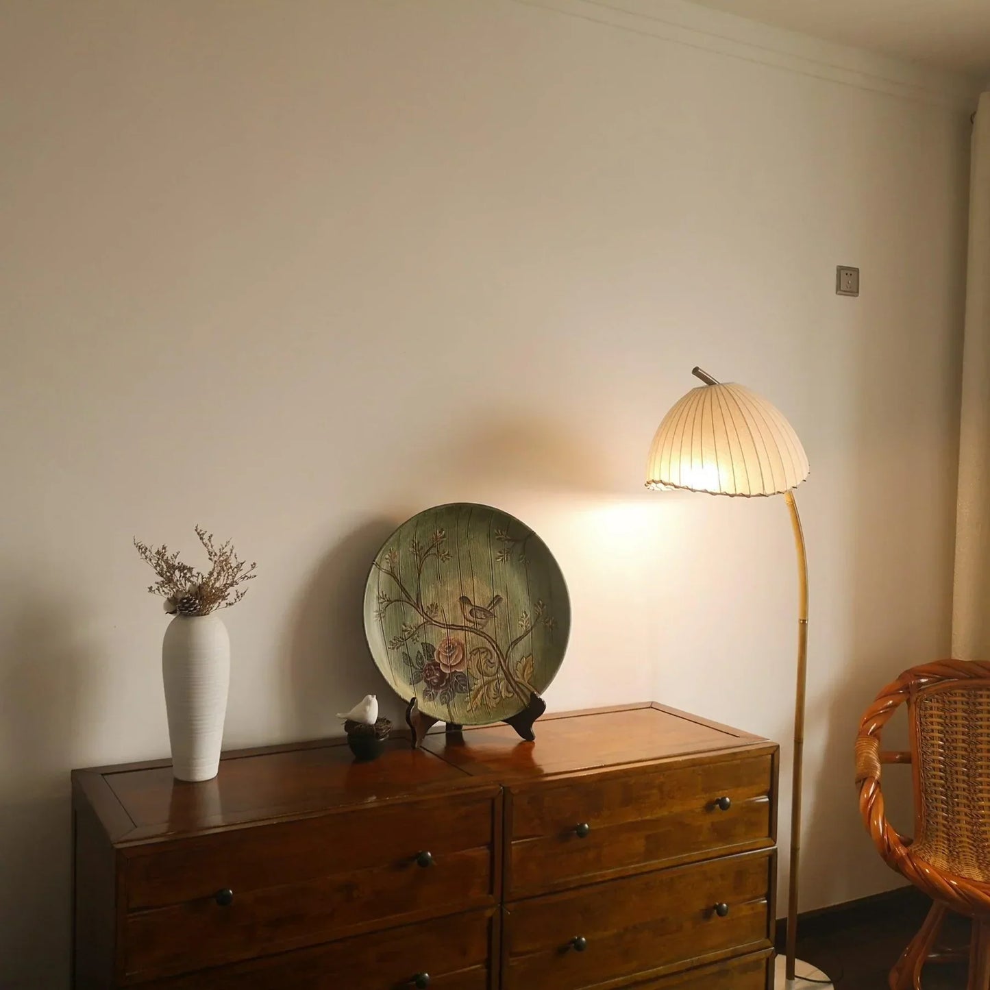 Lampe Sur Pied Japonaise en Bambou - Design Zen Minimaliste avec Douille E27