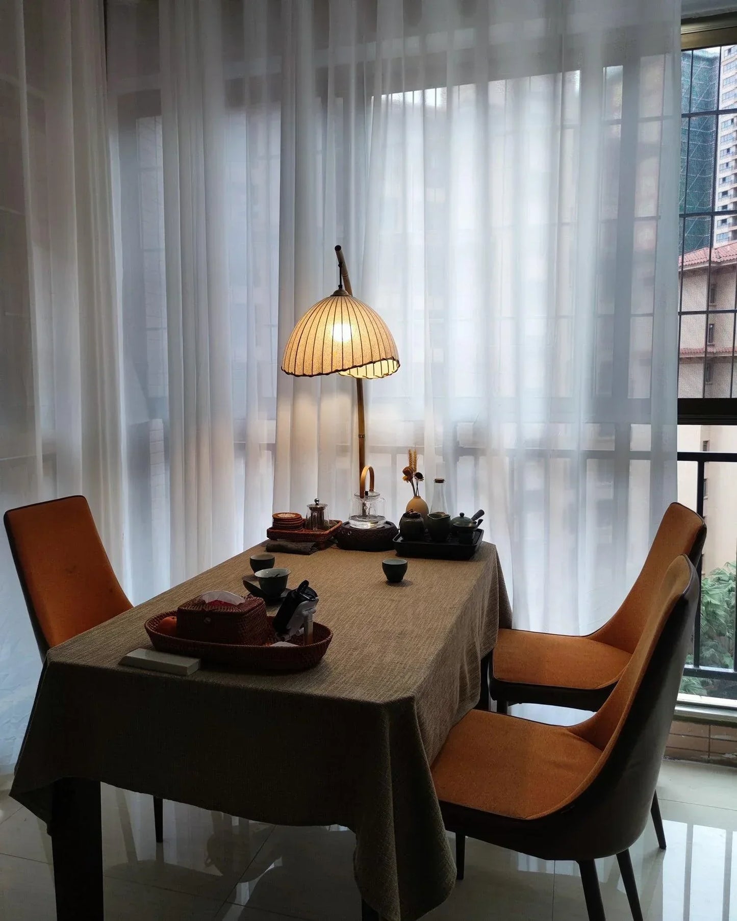 Lampe Sur Pied Japonaise en Bambou - Design Zen Minimaliste avec Douille E27