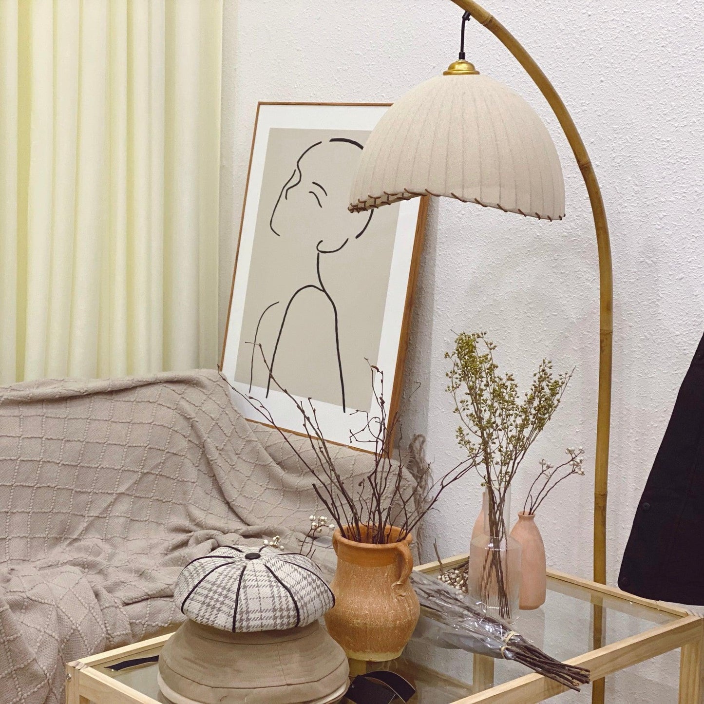 Lampe Sur Pied Japonaise en Bambou - Design Zen Minimaliste avec Douille E27