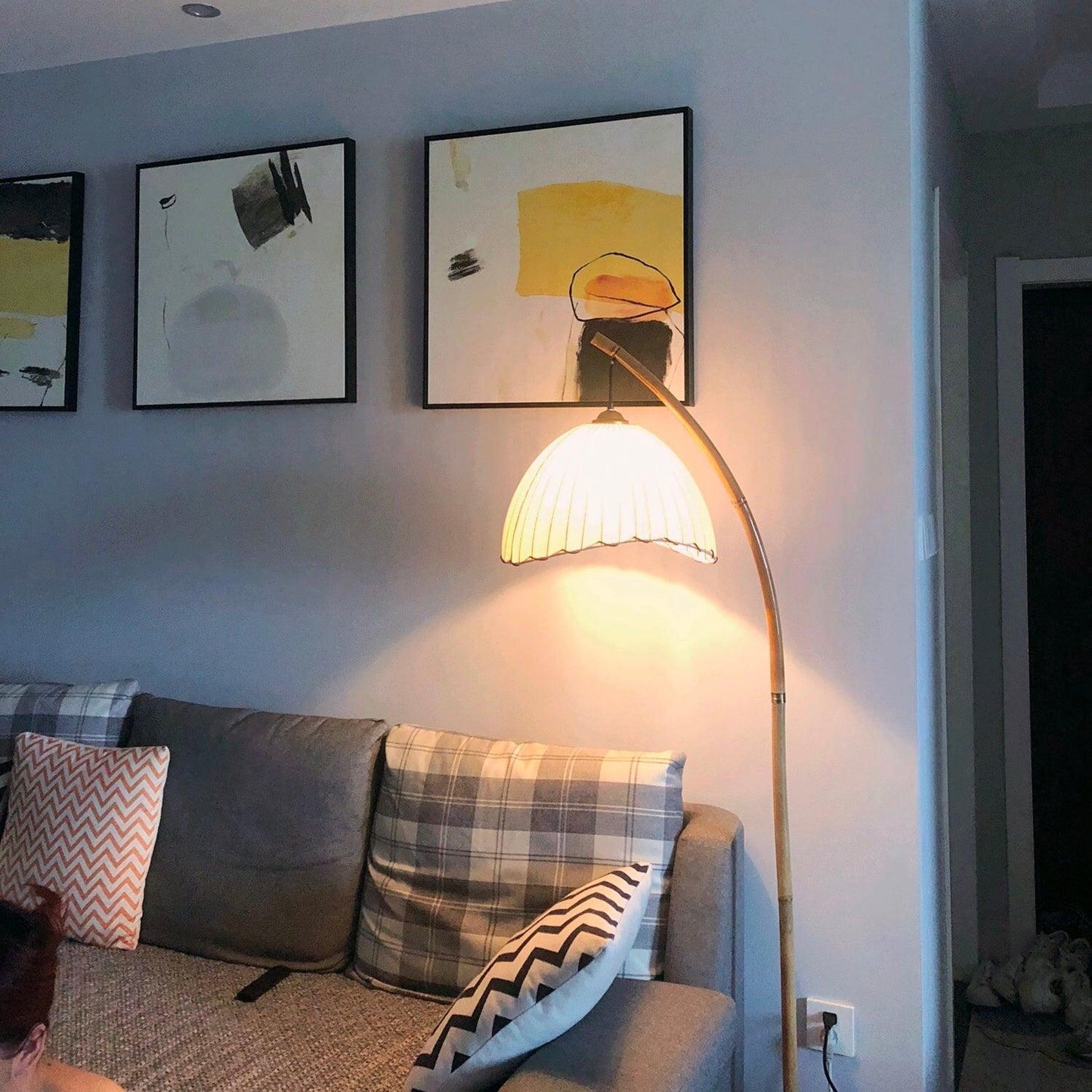 Lampe Sur Pied Japonaise en Bambou - Design Zen Minimaliste avec Douille E27