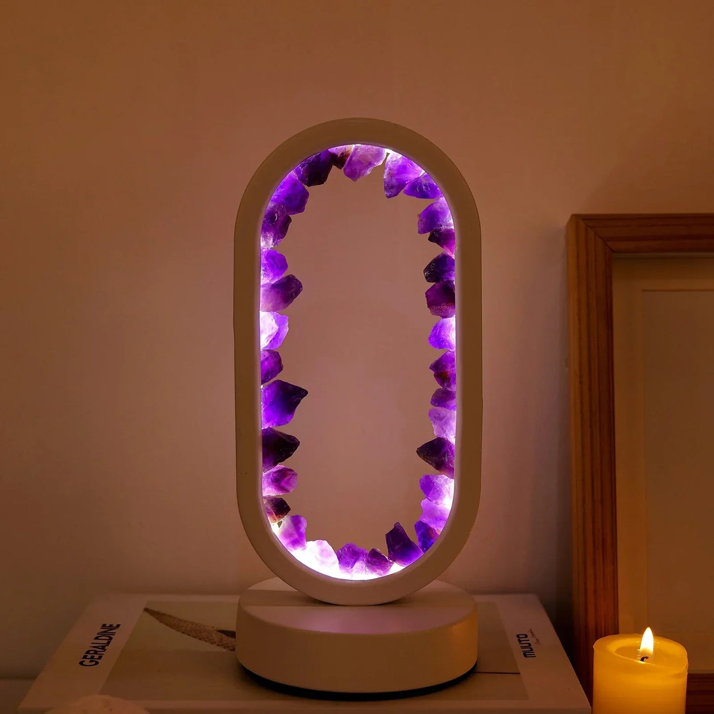 AuraStone | Lampe de calme en améthystes naturelles apaisantes