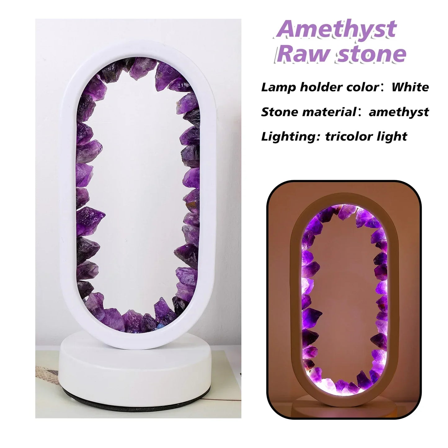 AuraStone | Lampe de calme en améthystes naturelles apaisantes