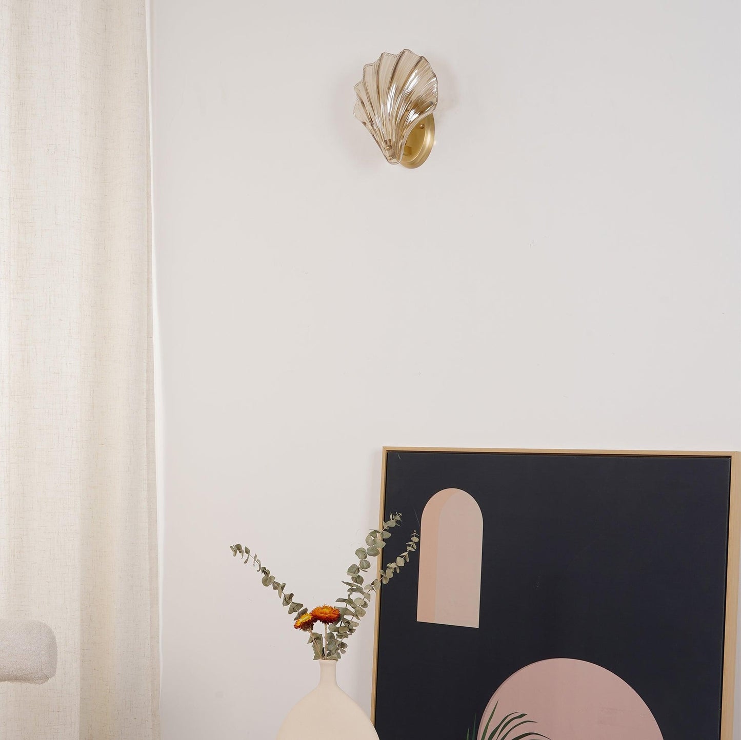 Applique Murale Design Coquillage en Laiton et Verre – Lampe LED Moderne
