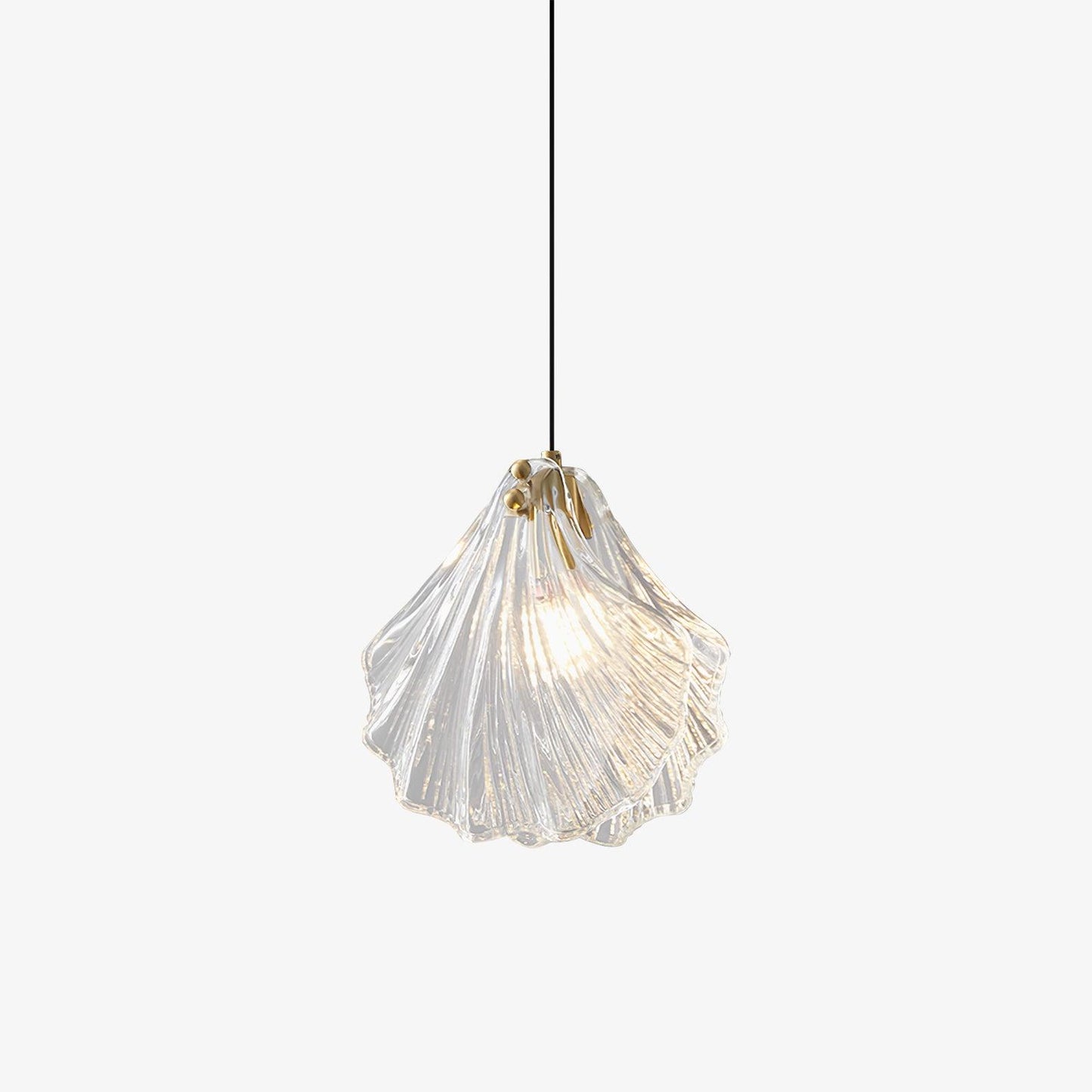 Suspension Mini Shell Design en Verre et Laiton – Lampe Moderne à Suspendre