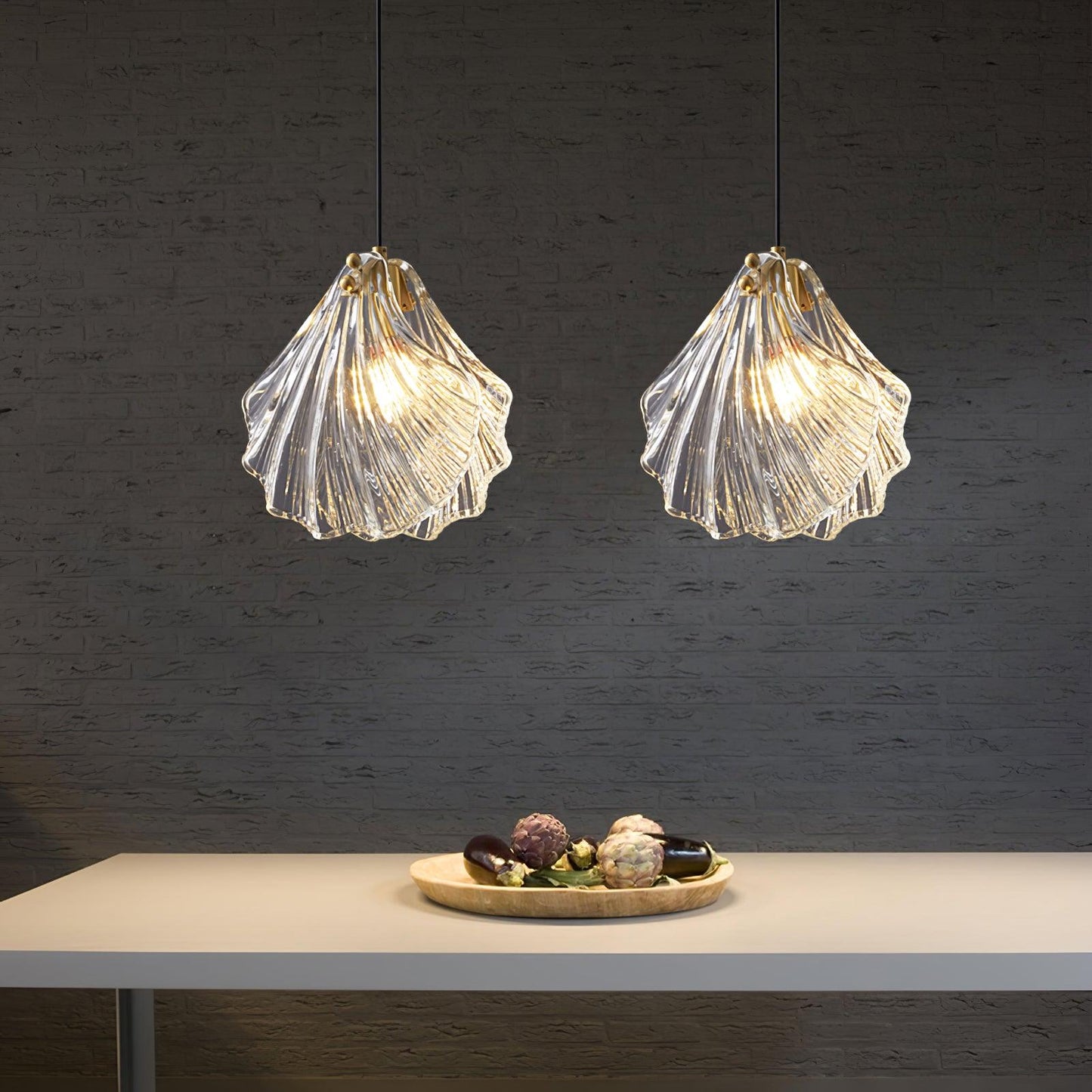 Suspension Mini Shell Design en Verre et Laiton – Lampe Moderne à Suspendre