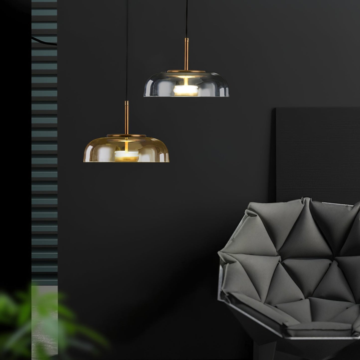 Suspension LED Solaire – Éclairage Moderne en Laiton et Verre pour Intérieur Élégant