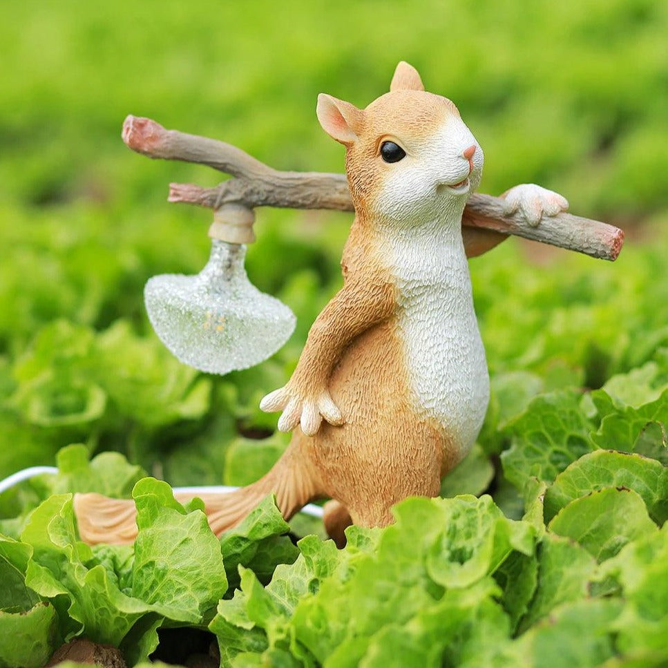 Lampe de Table Écureuil – Lampe Décorative LED avec Base en Résine et Verre